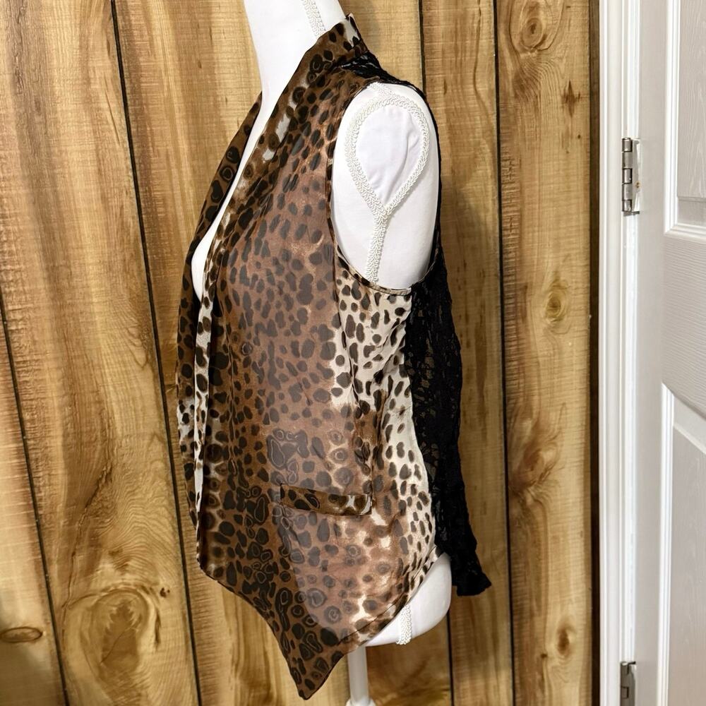 Wet Seal Leopard Lace Vest Kimono - Medium